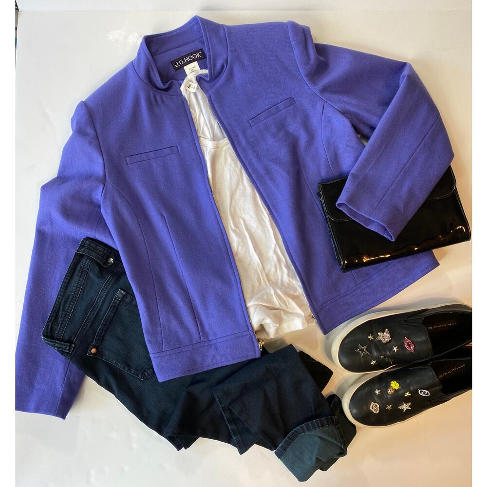 J.G. Hook Collarless Purple Wool Jacket